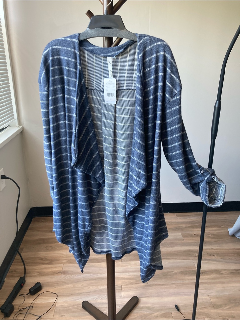 NY Collection stripes print open front top boho casual business casual 2X - Picture 10 of 17